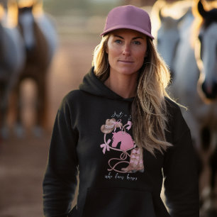Just a Girl Who Loves Horses,Western,Rodeo, Pink Hoodie