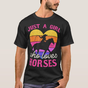 Just A Girl Who Loves Horses Women Cowgirl Animal T-Shirt