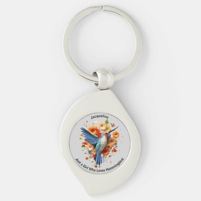 Just A Girl Who Loves Hummingbird Personalize Name Keychain (Front)