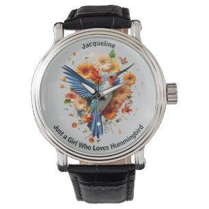 Just A Girl Who Loves Hummingbird Personalize Name Watch
