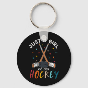 Just A Girl Who Loves Ice Hockey For Girls Hockey  Keychain