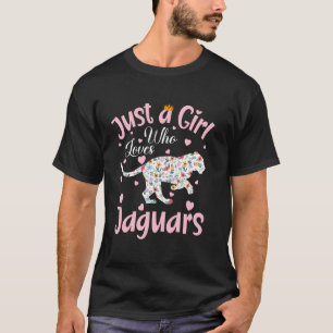 Just A Girl Who Loves Jaguars Women Girls Floral J T-Shirt