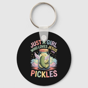 Just A Girl Who Loves Jesus And Ckles Funny Design Keychain