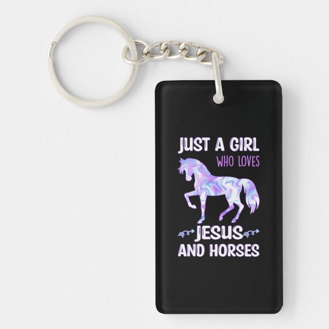 Just a Girl who loves Jesus and Horses Christian Keychain (Front)