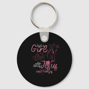 Just A Girl Who Loves Jesus And Horses Horse Rider Keychain