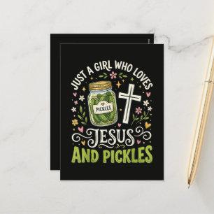 Just A Girl Who Loves Jesus and Pickles Holiday Postcard