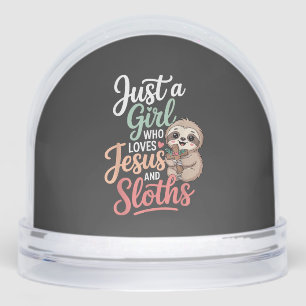 Just A Girl Who Loves Jesus and Sloths T-Shirt Snowglobe