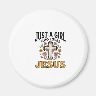 Just a Girl Who Loves Jesus Floral Cross Shirt_1 Magnet