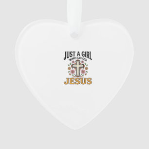 Just a Girl Who Loves Jesus Floral Cross Shirt_1 Ornament