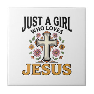 Just a Girl Who Loves Jesus Floral Cross Shirt_1 Tile