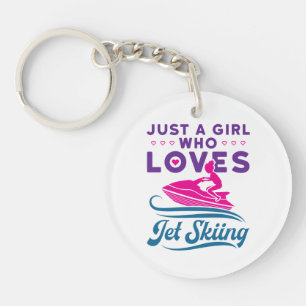Just a Girl Who Loves Jet Skiing PWC Keychain