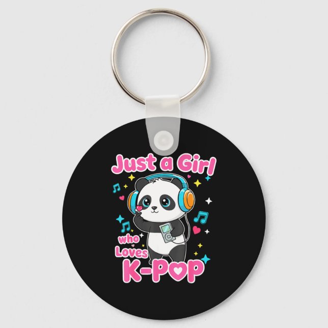 Just A Girl Who Loves K-p Cute Panda  Keychain (Front)