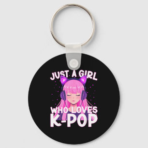 Just A Girl Who Loves K-p Korean Cute Listening Kp Keychain