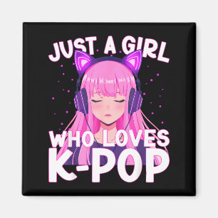 Just A Girl Who Loves K-p Korean Cute Listening Kp Magnet