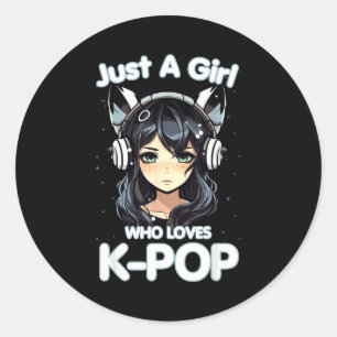Just A Girl Who Loves K-p Korean Listening Kp Love Classic Round Sticker