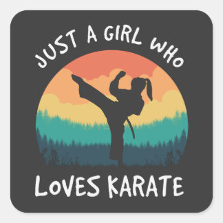Just a Girl Who Loves Karate - Retro Karate Girl Square Sticker