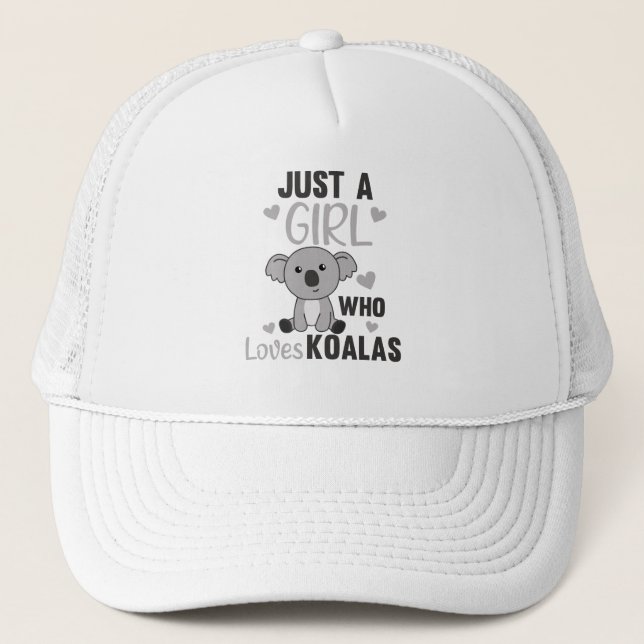 Just A Girl Who Loves Koalas Cute Koala Bear Trucker Hat (Front)