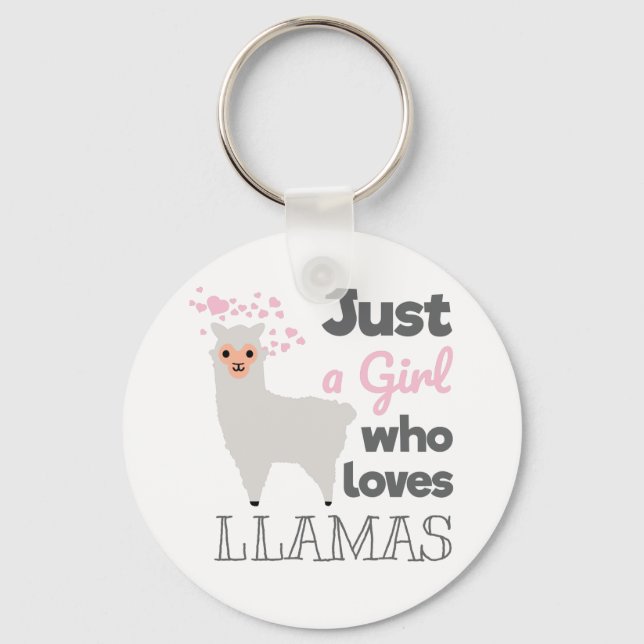 Just A Girl Who Loves Llamas Keychain (Front)