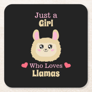Just A Girl Who Loves Llamas Square Paper Coaster