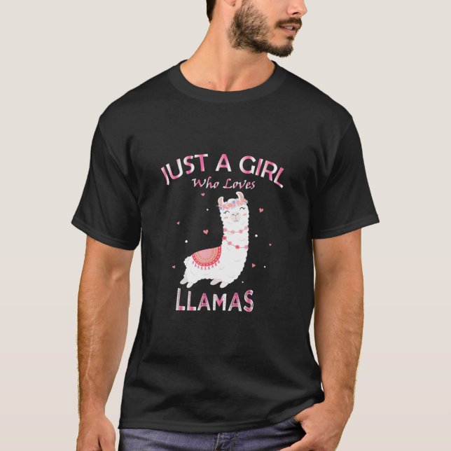 Just A Girl Who Loves Llamas T-Shirt Gift For Llam (Front)