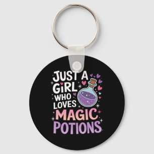 Just A Girl Who Loves Magic Potion Funny Halloween Keychain