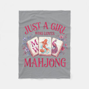 Just A Girl Who Loves Mahjong Cute Mahjong Gift Fleece Blanket
