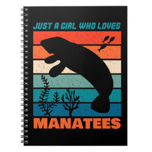 Just A Girl Who Loves Manatees Retro Animal Notebook