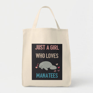 JUST A GIRL WHO LOVES MANATEES T-Shirt Long Apron Tote Bag