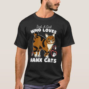 Just A Girl Who Loves Manx Cats  Cute Cat  Kids T-Shirt