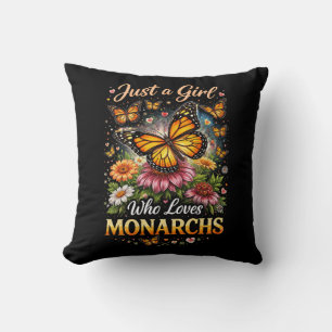 Just a Girl Who Loves Monarchs Throw Pillow