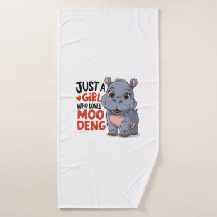 Just A Girl Who Loves Moo Deng Baby Hippos Long Sl Bath Towel