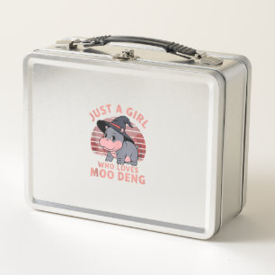 Just A Girl Who Loves Moo Deng Funny Cute Baby Hip Metal Lunch Box