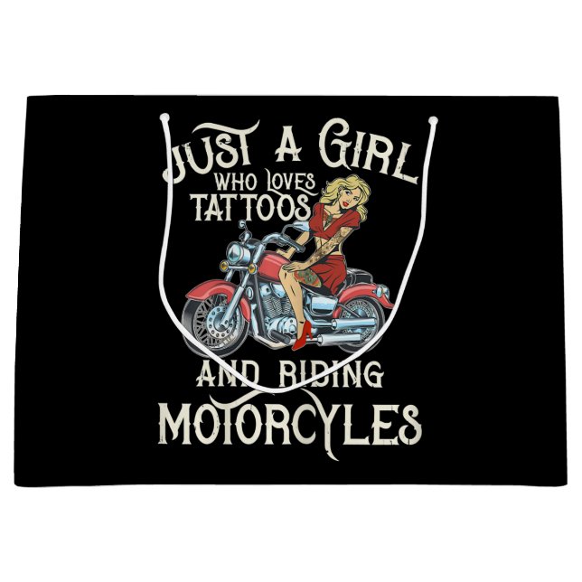 Just A Girl Who Loves Motorcycles Funny Art Gift.p Large Gift Bag (Front)