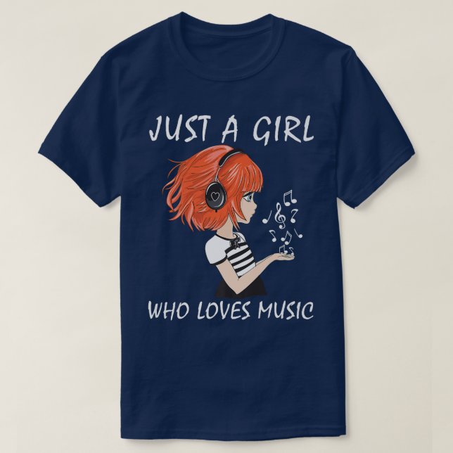 Just A Girl Who Loves Music Cute Girl Teen Karaoke T-Shirt (Design Front)