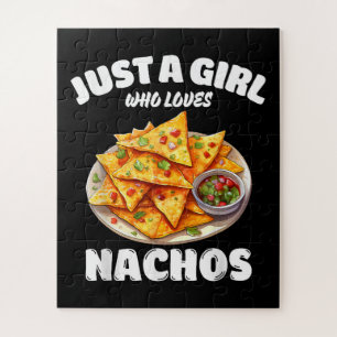 Just A Girl Who Loves Nachos Funny Food Lover Jigsaw Puzzle