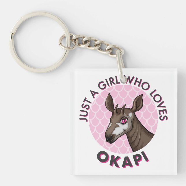 Just a Girl Who Loves Okapi, Okapi Obsession Lover Keychain (Front)