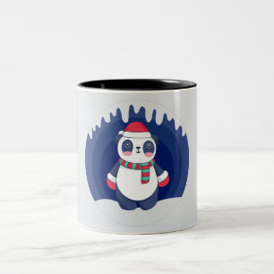 Just a girl who loves pandas, Cute Christmas Panda Two-Tone Coffee Mug