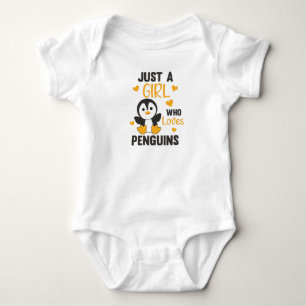 Just A Girl Who Loves Penguins Cute Penguin Heart Baby Bodysuit