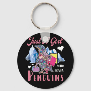 Just A Girl Who Loves Penguins Floral Keychain