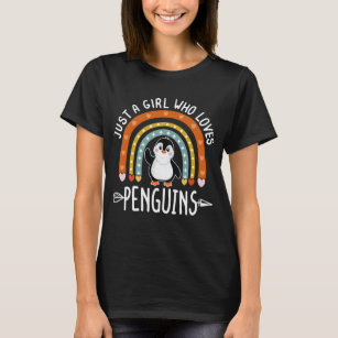 Just A Girl Who Loves Penguins Rainbow T-Shirt