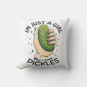 Just A Girl Who Loves Pickles - Funny Vegan Throw Pillow