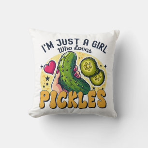 Just A Girl Who Loves Pickles - Funny Vegan Throw Pillow