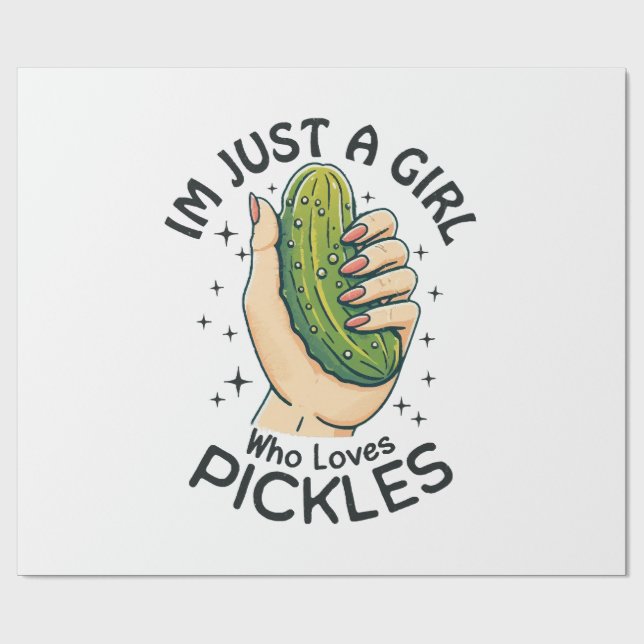 Just A Girl Who Loves Pickles - Funny Vegan Wrapping Paper (Flat)