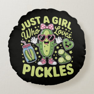 Just A Girl Who Loves Pickles Round Pillow