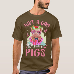 Just a girl who loves pigs Cute pig design Premiu T-Shirt