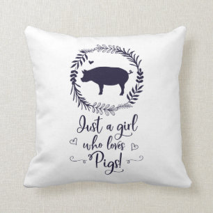 Just A Girl Who loves Pigs Silhouette Throw Pillow