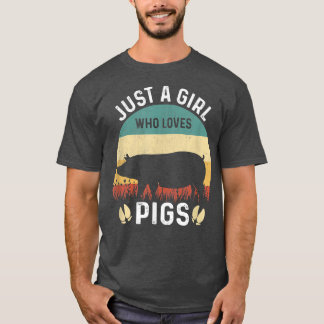 Just A Girl Who Loves Pigs, Women Kids Sunset Pigs T-Shirt