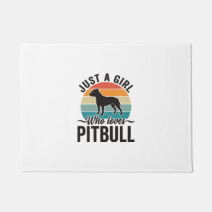 Just a Girl Who Loves Pitbull Vintage Dog Design_1 Doormat