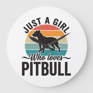 Just a Girl Who Loves Pitbull Vintage Dog Design_1 Large Clock