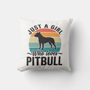 Just a Girl Who Loves Pitbull Vintage Dog Design_1 Throw Pillow